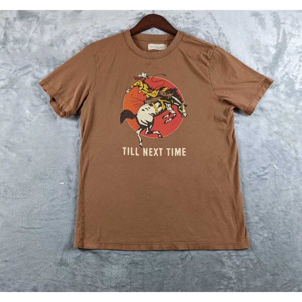 Imogene and Willie Shirt Men Medium Brown Till Next Time Cowboy Tee USA READ